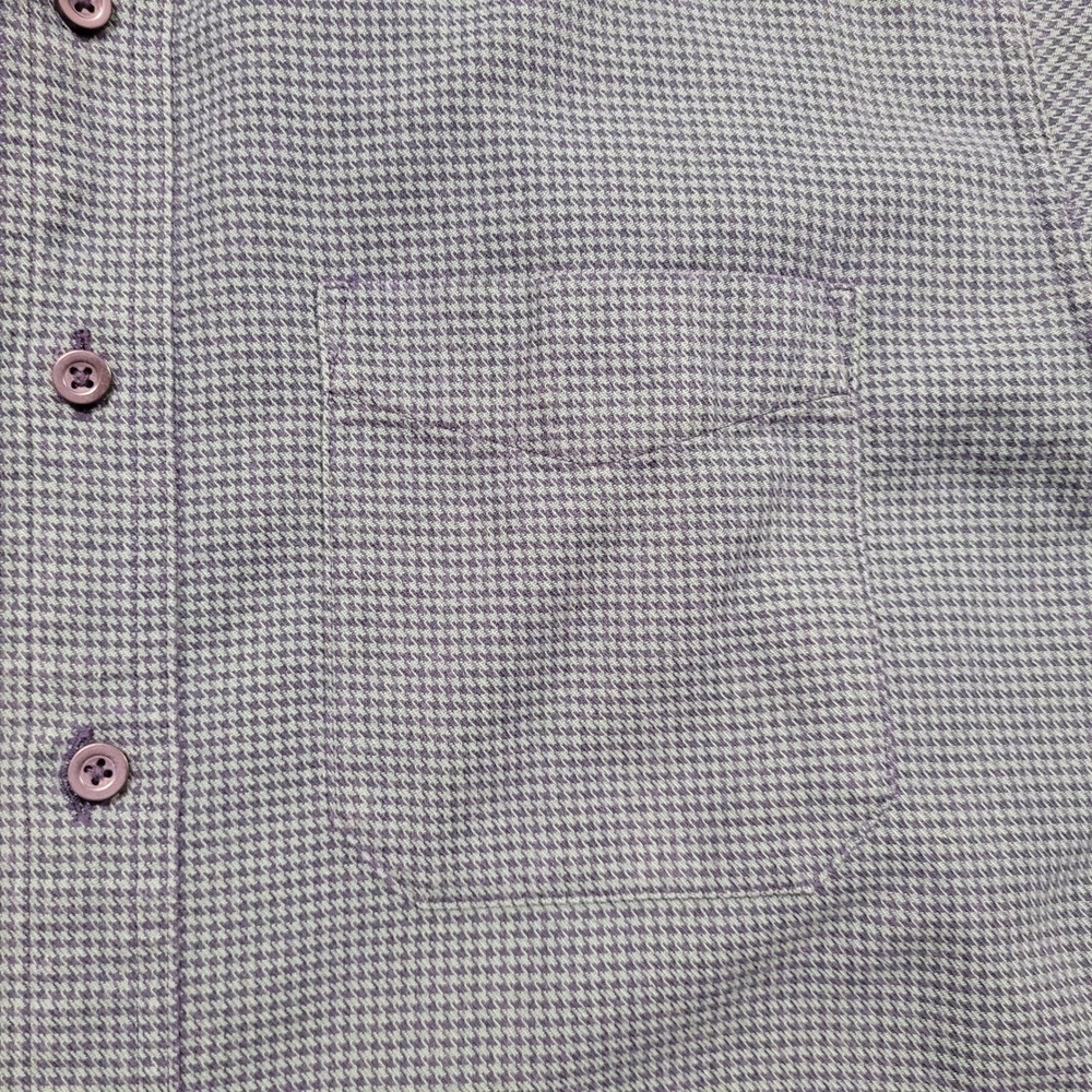 LL Bean Shirt Mens Medium Green Houndstooth Traditional Fit Button Down Outdoors - Picture 3 of 13